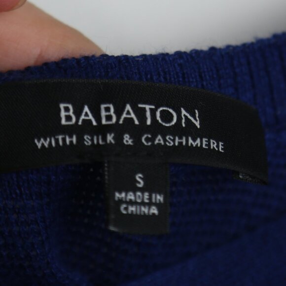 Aritzia Babaton Bailey Tie Back Silk Cashmere Knit Blue Sweater Size Small - Picture 6 of 7